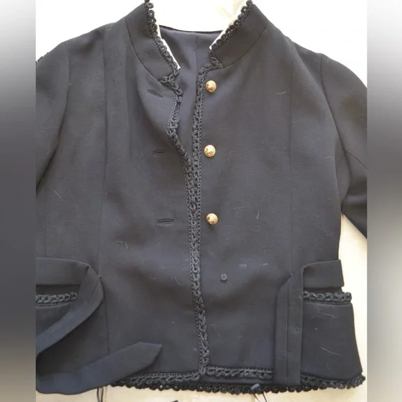 Holt Renfrew Vintage Black Wool Jacket & Skirt Set Size 6 Excellent - Picture 7 of 15